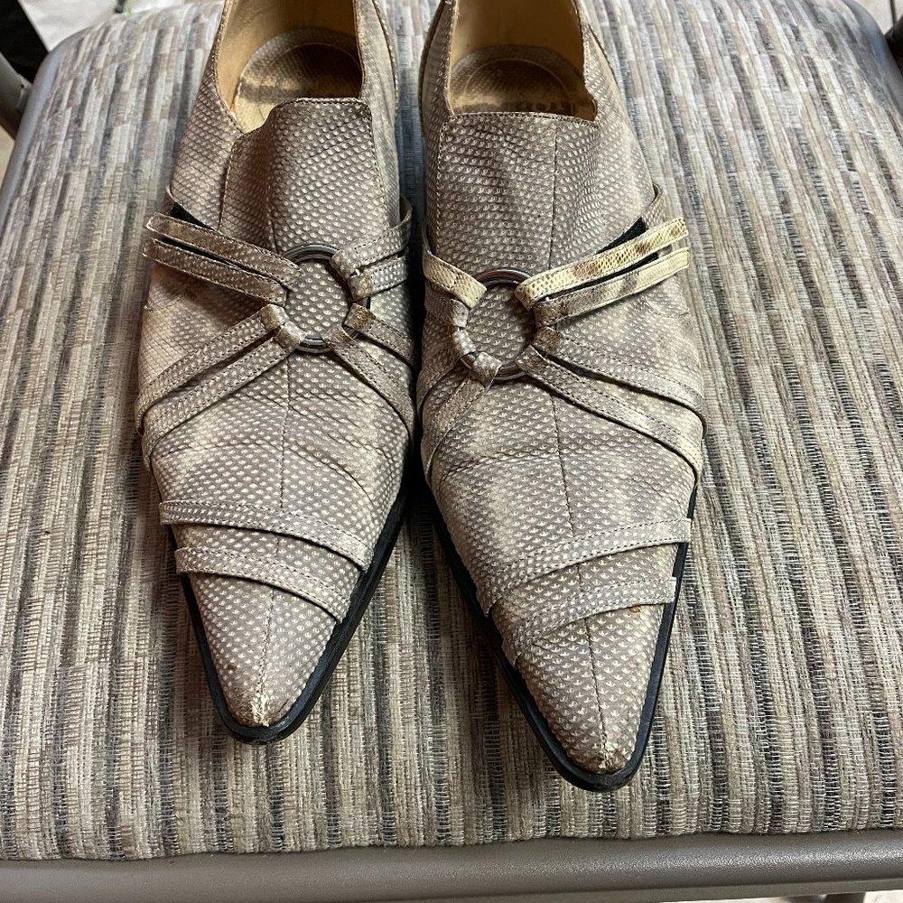 DIOR SILVER LEATHER SHOES  SIZE: 7.5